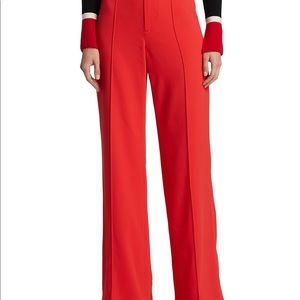 Alice & Olivia Dylan High-Waisted Wide—leg pants in poppy red, size 2, 32" insea